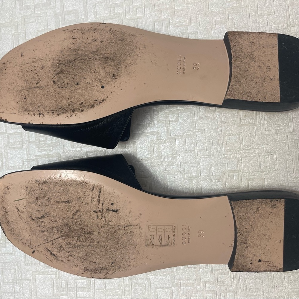 Gucci Crystal G Leather Slides - Picture 4 of 6